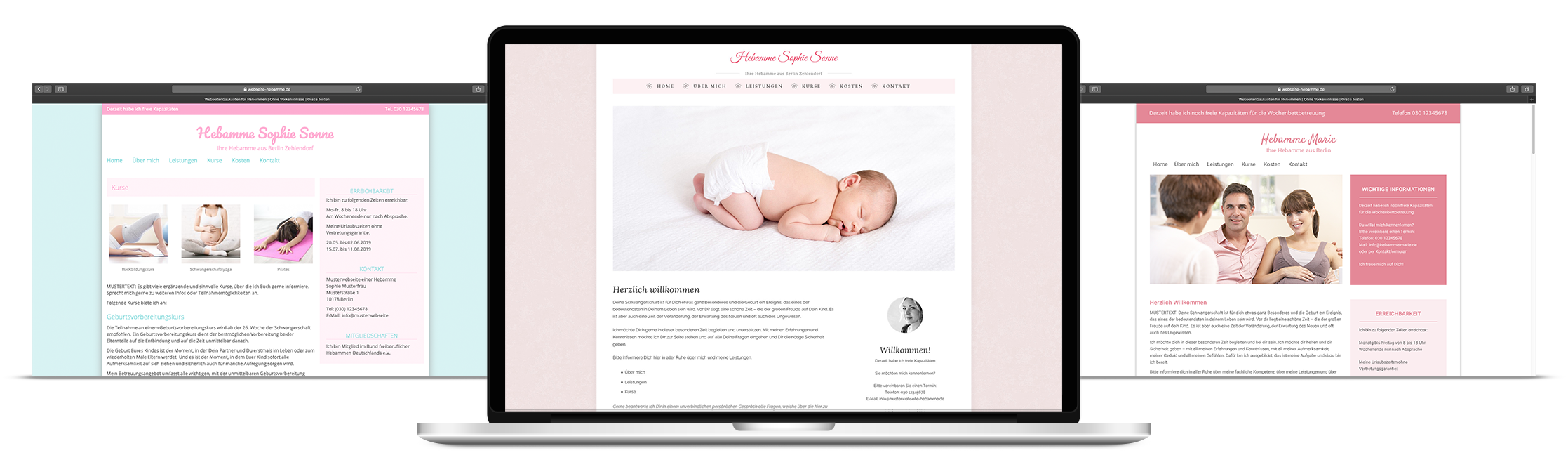 Mockup verschiedener Musterwebseiten